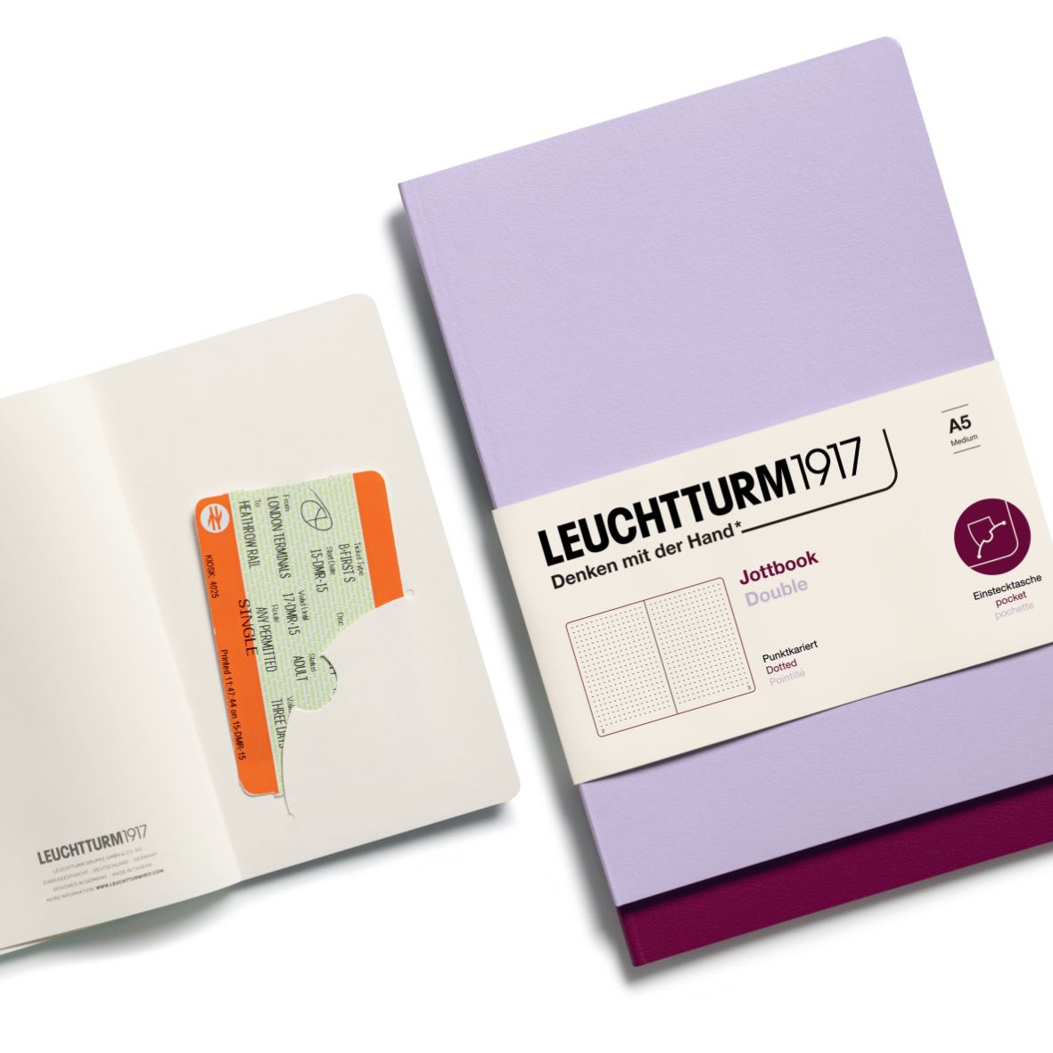 Leuchtturm1917 Jottbook Not Defteri, Orta Boy (A5), Esnek Kapak, 2'li Paket, 80 gr, 59 Numaralandırılmış Sayfa, Noktalı,