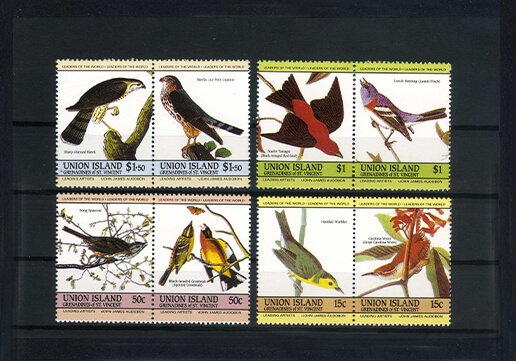 Bahadır Pul Evi, 1985, UNION Adası (Karayipler / Greneda Ada Grubu) ,Kuşlar 8 Pul Damgasız Tam Seri