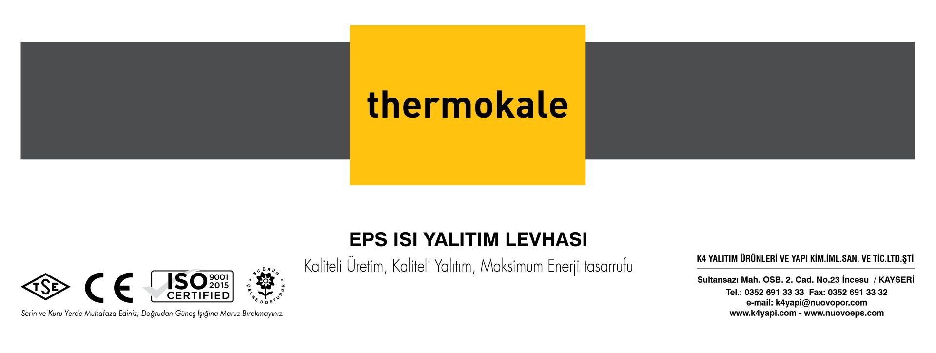 Thermokale Beyaz Isı Yalıtım Levhası 20kg/m3