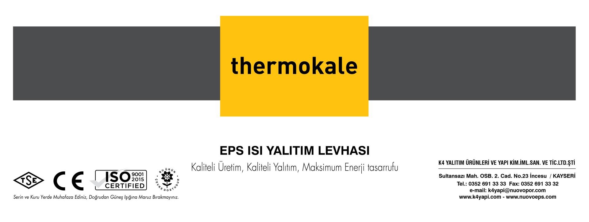 Thermokale Beyaz Isı Yalıtım Levhası 22kg/m3