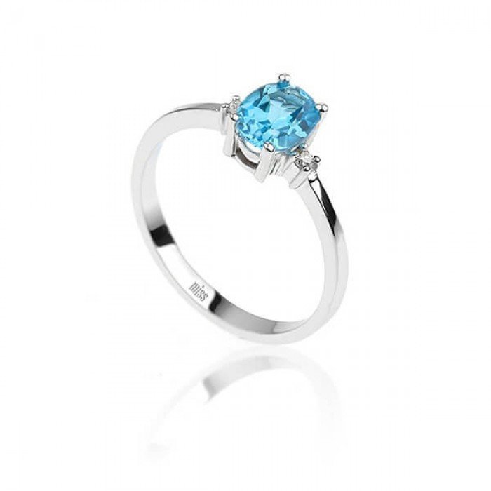 Pırlantalı Oval Blue Topaz Yüzük