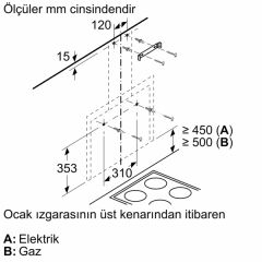 Bosch DWF65AJ60T Siyah Duvar Tipi Davlumbaz