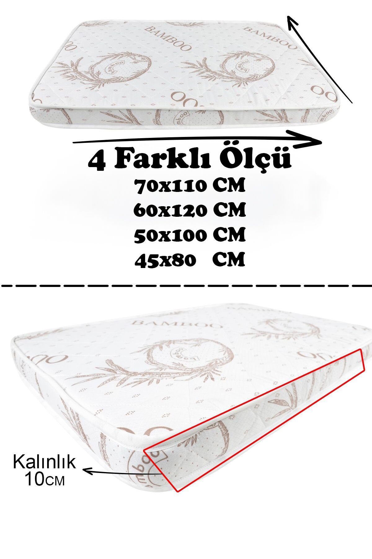 Bambu Ortopedik Bebek Oyun Parkı & Beşik Yatağı Beyaz - 45x80