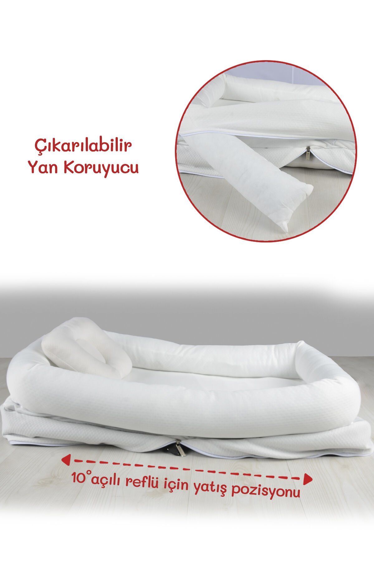 Çantalı Taşınabilir Bebek Reflü Yatağı, Yastığı, Babynest, Anne Çantası Dokuma Kumaş Çocuk Araç Gereçleri