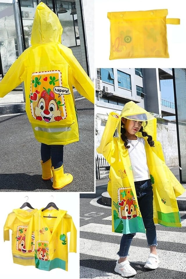 Hayvan Figürlü Kapüşonlu Çocuk Yağmurluk - Unisex Çocuk Yağmurluğu Rüzgarlık