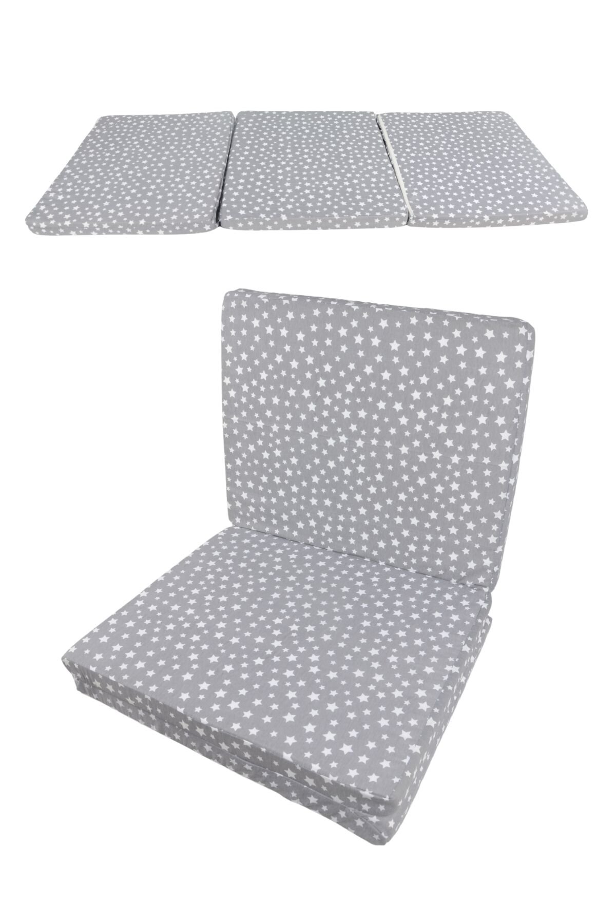 Yıldız Desenli Katlanır Sünger Yer Yatağı -Tek Kişilik 70x180 Cm 6 Cm Konforlu Minder