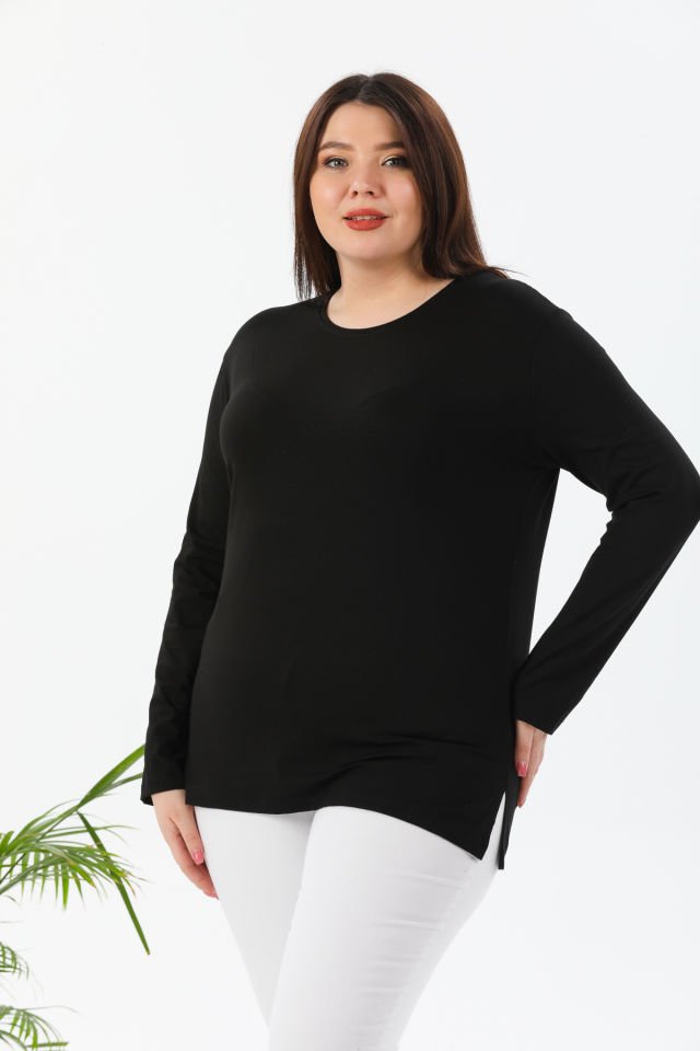 Irk Bisiklet Yaka Penye Kadın Body 176 XL - Siyah