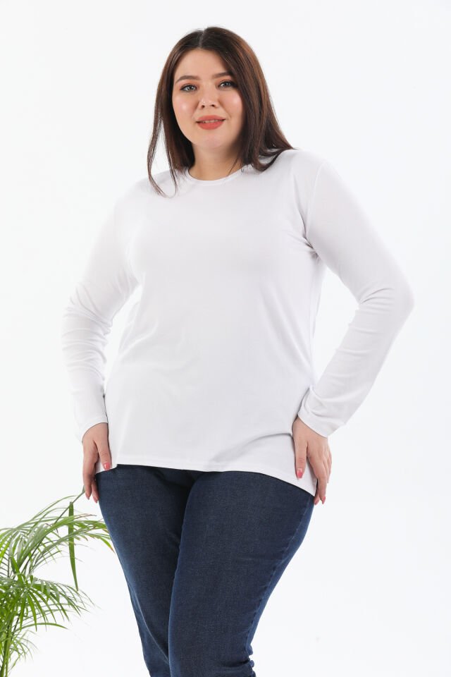 Irk Bisiklet Yaka Penye Kadın Body 176 L - Beyaz