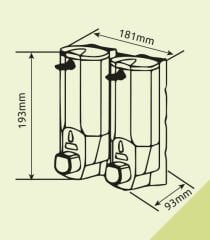 Xinda ZYQ138SB Sıvı Sabun ve Şampuan Dispenseri 2'li Beyaz 380 ml