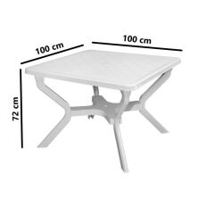 Omnipazar MT-GF245 Prima Riva Plastik Kare Bahçe Balkon Masa 100x100 cm