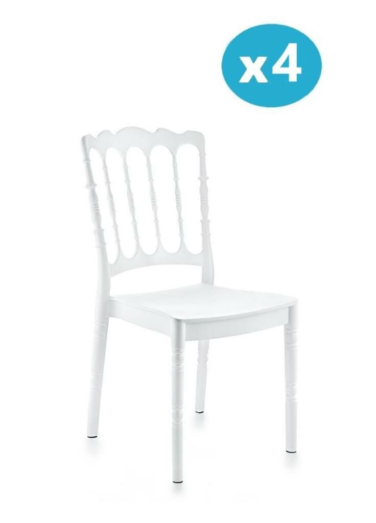 Omnipazar SY-2526 Estate Plastik Modern Bahçe Düğün Sandalye 4'lü Set