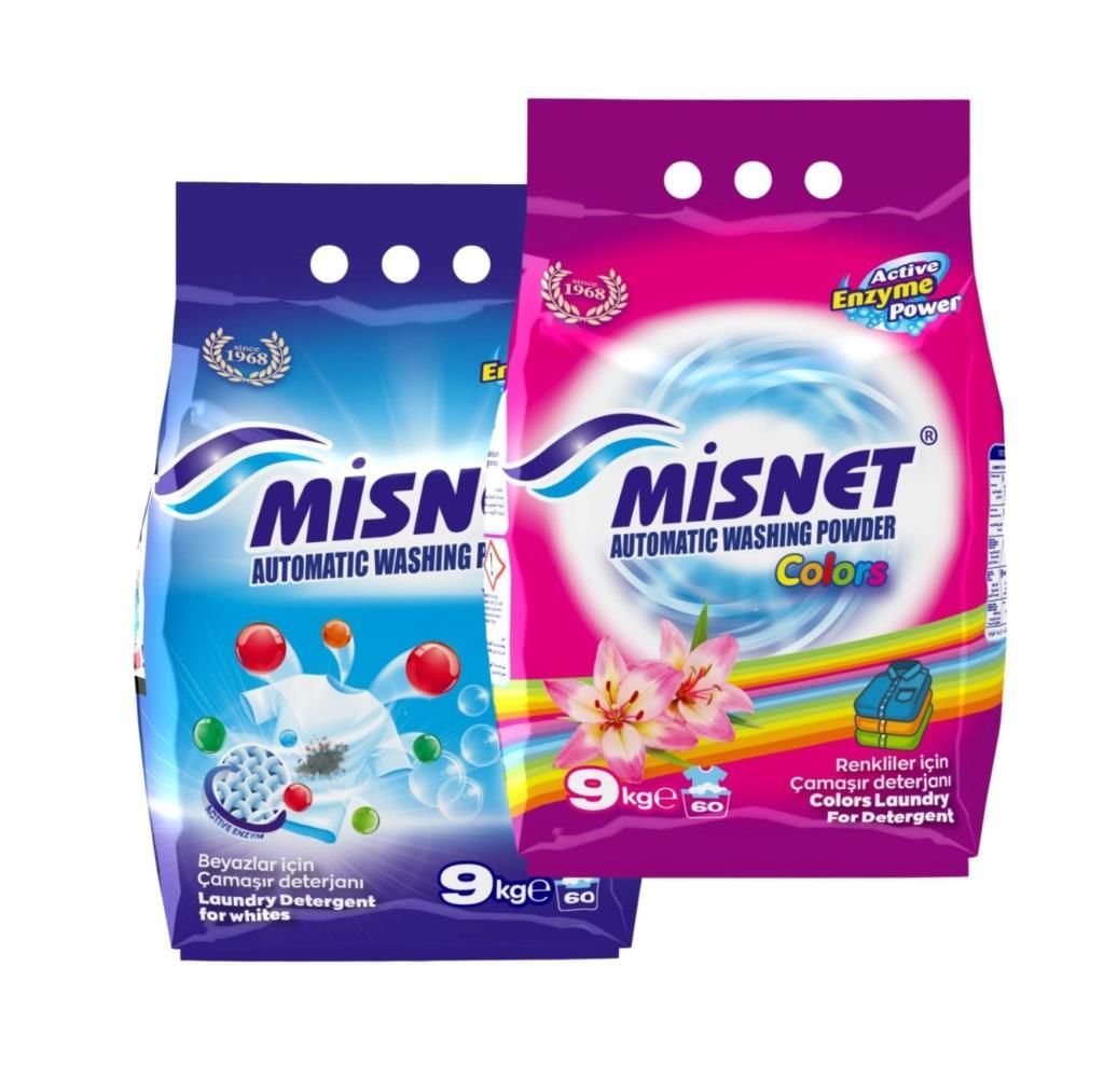 Omnipazar Misnet Renkliler ve Beyazlar İçin Toz Çamaşır Deterjanı 2x 9 Kg 120 Yıkama