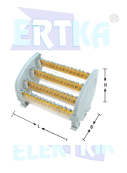 45072 - 4 KUTUPLU 2+10 DELİKLİ DAĞITIM ÜNİTESİ /100A (7x12mm) (YÜKSEK GÖVDE)