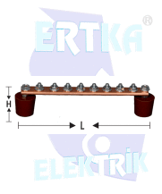 45190 - NÖTR POTANSİYEL BARA 1 GİRİŞ - 7 ÇIKIŞ /250A (Cu20x5mm) (İZOLATÖR AYAKLI)