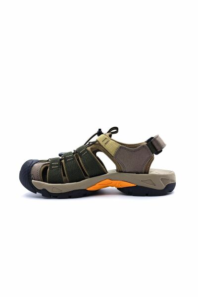 Burnu Kapalı Bej Haki Yeşil Erkek Outdoor Trekking Spor Sandalet