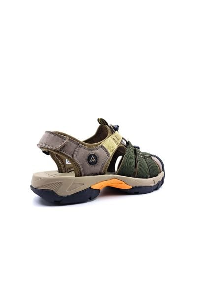 Burnu Kapalı Bej Haki Yeşil Erkek Outdoor Trekking Spor Sandalet