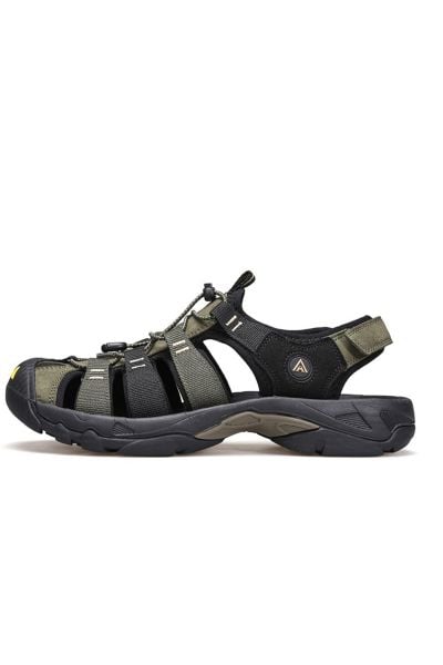 Humtto Burnu Kapalı Siyah Haki Erkek Outdoor Trekking Spor Sandalet