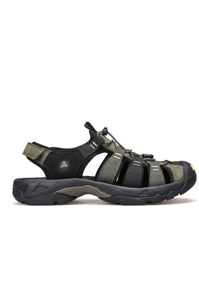 Burnu Kapalı Siyah Haki Erkek Outdoor Trekking Spor Sandalet