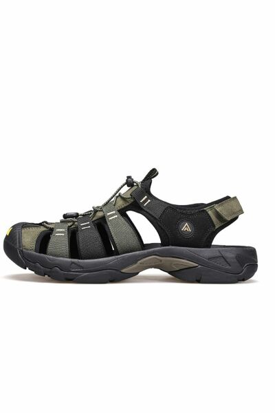 Burnu Kapalı Siyah Haki Erkek Outdoor Trekking Spor Sandalet