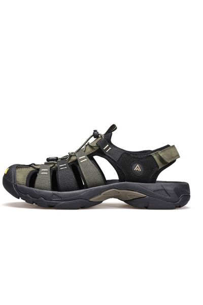 Burnu Kapalı Siyah Haki Erkek Outdoor Trekking Spor Sandalet
