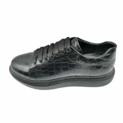 King Shoes 425 Kroko Siyah Erkek Sneaker
