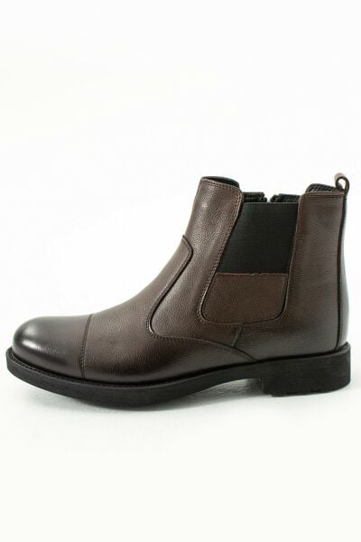 Güvener Fermuarlı Hakiki Deri Bot Kahverengi