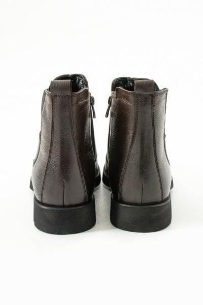 Güvener Fermuarlı Hakiki Deri Bot Kahverengi