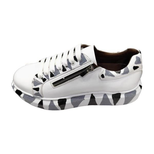 King Shoes Büyük Numara Beyaz Erkek Ayakkabı