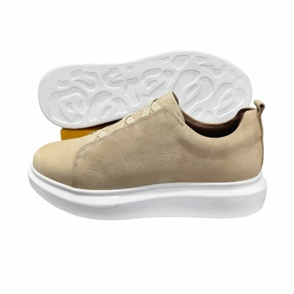 King Shoes Bej Rengi Lastikli Erkek Ayakkabı