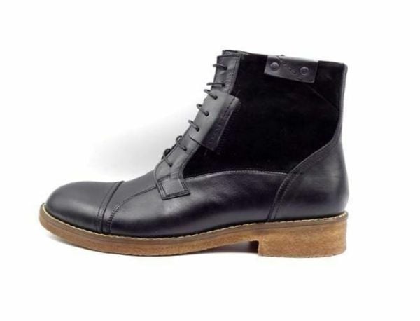 King Shoes Siyah Hakiki Deri Erkek Şık Postal