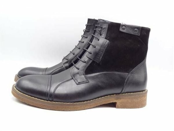 King Shoes Siyah Hakiki Deri Erkek Şık Postal