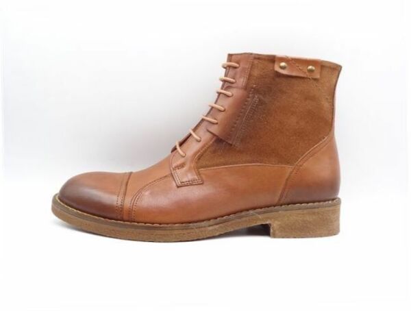 King Shoes Taba Hakiki Deri Erkek Şık Postal
