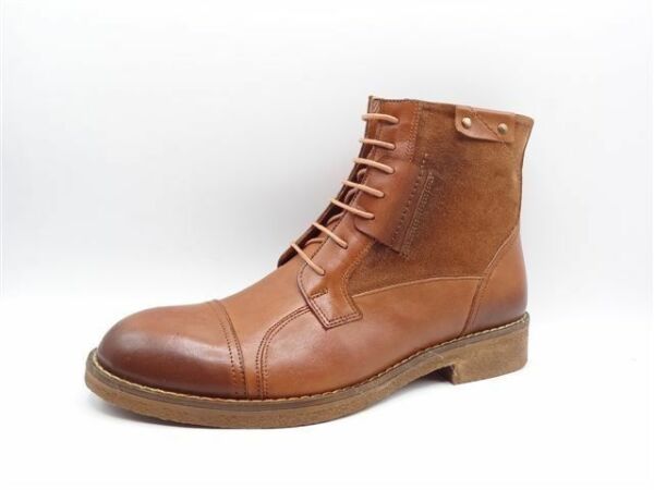 King Shoes Taba Hakiki Deri Erkek Şık Postal