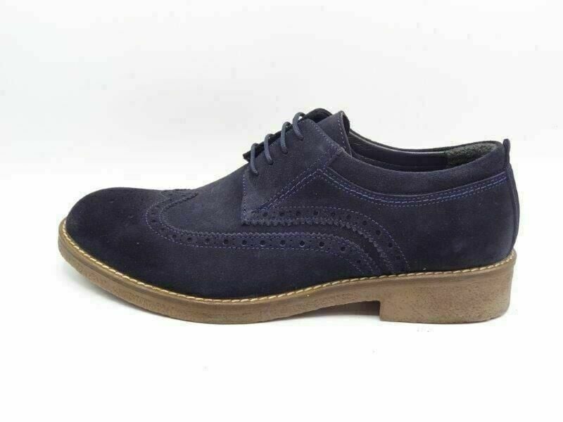 Kışlık Oxford Erkek Ayakkabı AU04 Lacivert Süet