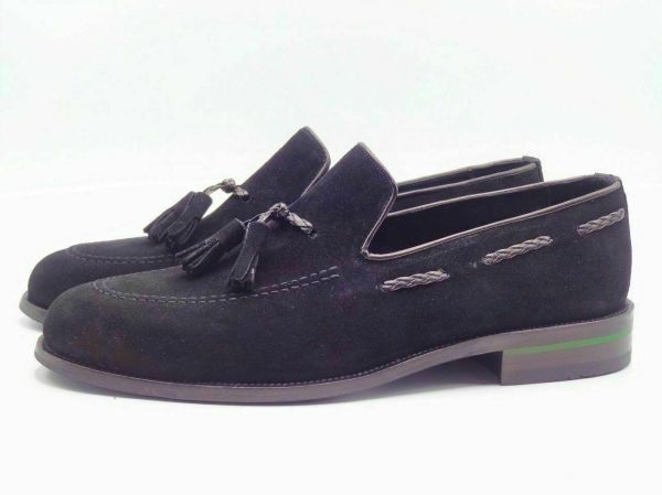 Büyük Numara-Küçük Numara Siyah Süet George Hogg Stil Model