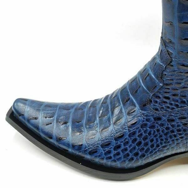 Güvener Lacivert Croco Baskılı Kovboy Bot