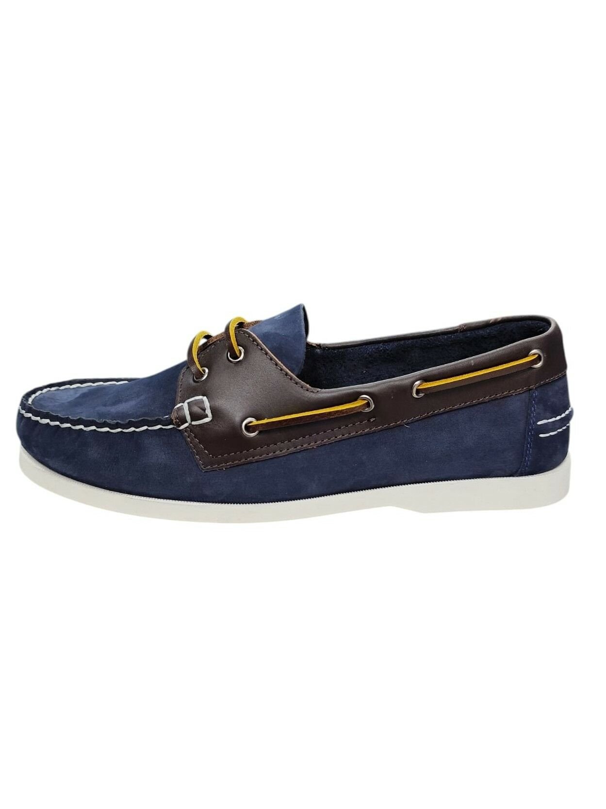King Shoes Lacivert Nubuk Kahve Deri Tımbırlent Ayakkabı