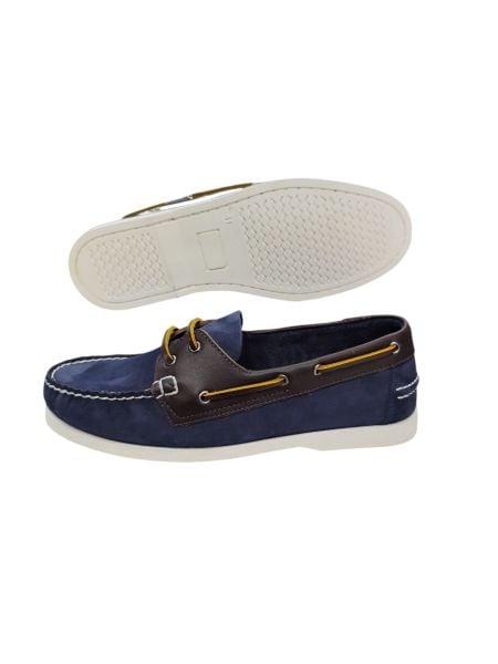 King Shoes Lacivert Nubuk Kahve Deri Tımbırlent Ayakkabı