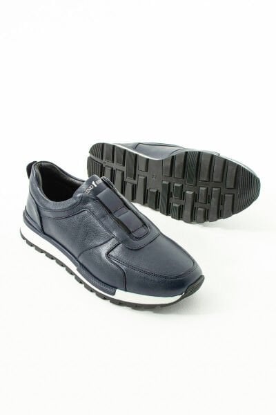 King Shoes Hakiki Deri Lacivert Erkek Ayakkabı