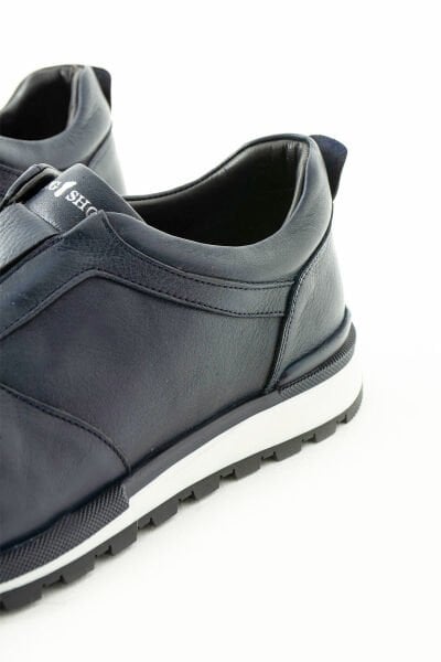 King Shoes Hakiki Deri Lacivert Erkek Ayakkabı