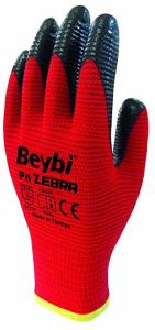 BEYBİ Zebra İş Eldiveni Kırmızı Siyah