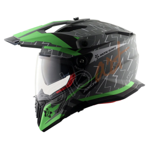 AXOR X-Cross Flash Dual Vizor Kask Mat Cool Grey Green