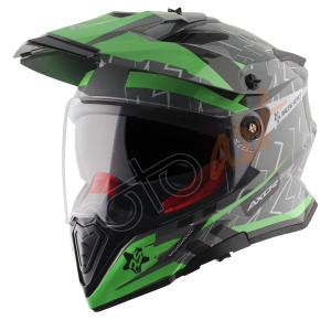 AXOR X-Cross Flash Dual Vizor Kask Mat Cool Grey Green