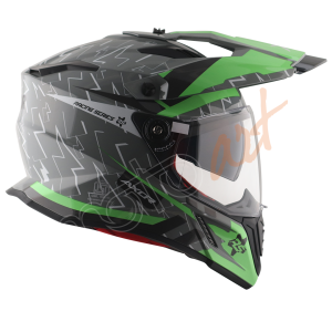 AXOR X-Cross Flash Dual Vizor Kask Mat Cool Grey Green