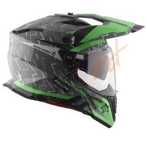 AXOR X-Cross Flash Dual Vizor Kask Mat Cool Grey Green
