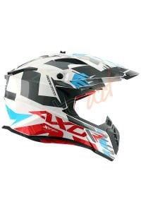 Axor X-Cross X1 Dual Vizör Kask White Red Blue Gloss