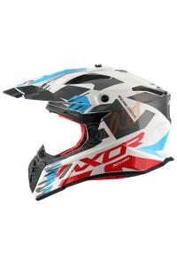 Axor X-Cross X1 Dual Vizör Kask White Red Blue Gloss