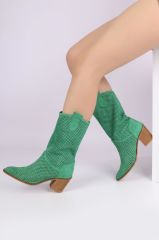 Megan Yeşil Süet Bot 6 cm