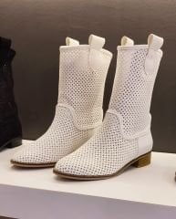 Megan Beyaz Süet Bot 3.5 cm Topuk