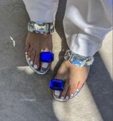 Gina Mavi Taşlı Terlik